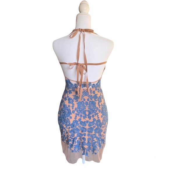 FOR LOVE & LEMONS Luau Halter Mini Dress Blue Periwinkle Size XS - Picture 6 of 11